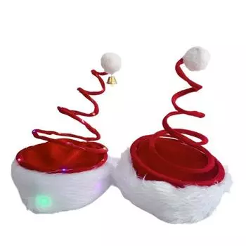 Новая забавная шапка Санта-Клауса, рождественская креативная шапка, украшение с лампой, подарочная шапка в канун весны для взрослых и детей красный