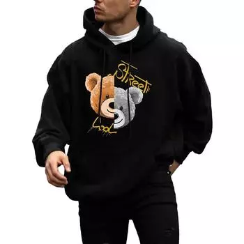 Новая забавная толстовка с капюшоном в виде робота Ted Bear, одежда с изображением роботизированного медведя, повседневная мужская модная толстовка с капюшоном, флисовая, свободного покроя, уличная одежда S