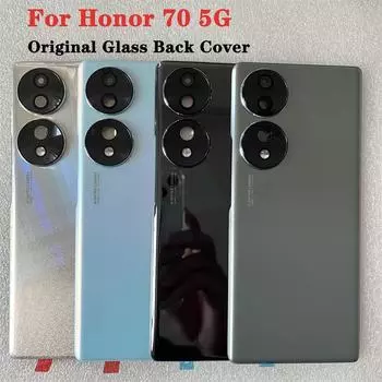 Новая задняя крышка из закаленного стекла для HW Honor 70 5G, задняя крышка, дверной корпус + крышка вспышки + объектив камеры чёрный