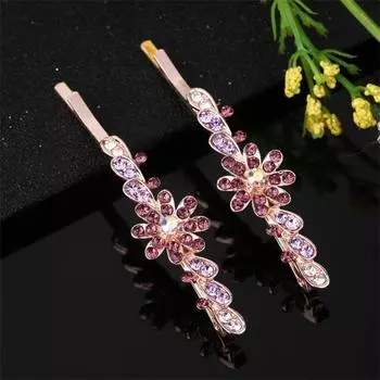 Новая заколка для волос со стразами, женская боковая заколка с цветком, заколка для челки, хрустальное украшение для головы, ювелирные изделия, корейский стиль