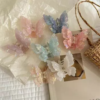 Новая заколка-краб для волос в виде бабочки, ацетатная заколка-краб, заколка для волос в виде принцессы, аксессуары для волос для женщин и девочек, головные уборы красный