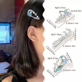 Новая заколка-звезда из сплава синего цвета, простая заколка-звезда для девочек в виде пятиконечной звезды из серебряного металла, аксессуары для волос в виде утконоса