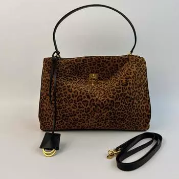 Новая замшевая сумка с леопардовым принтом для женщин на осень и зиму, большая вместительная сумка с пряжкой, дорожная сумка через плечо, сумка через подмышку