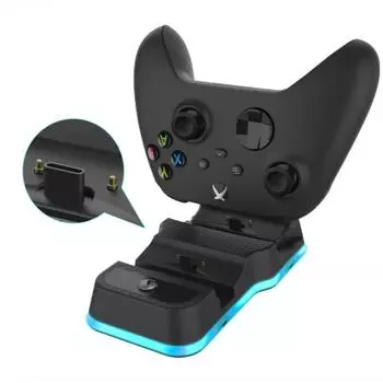 Новая зарядная док-станция для беспроводного геймпада Xbox Series X, подставка для зарядки аккумулятора, станция быстрой зарядки Package:19.5*16.3*3.2cm чёрный