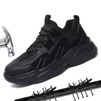 Новая защитная обувь, мужская обувь со стальным носком, противоразрывная, противоколотая защитная обувь, противоожоговая, износостойкая, дышащая, легкая. 36