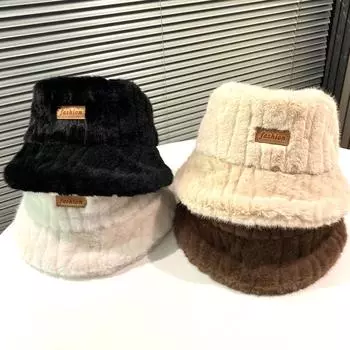 Новая защитная шапка-ведро для ушей, зимняя модная универсальная женская утолщенная теплая плюшевая рыбацкая шапка
