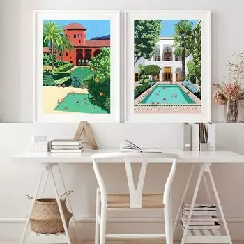 Новая Зеландия Марокко плавательный бассейн путешествия книги по искусству печать плакатов холст картина природа пейзаж стены искусства декор комнаты подарок на новоселье 21x30cm No Framed белый