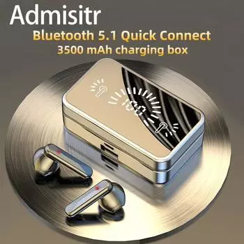 Новая зеркальная беспроводная Bluetooth-гарнитура 5.2, мини-бинауральная невидимая внутриканальная гарнитура со сверхдлительным режимом ожидания и ручкой чёрный