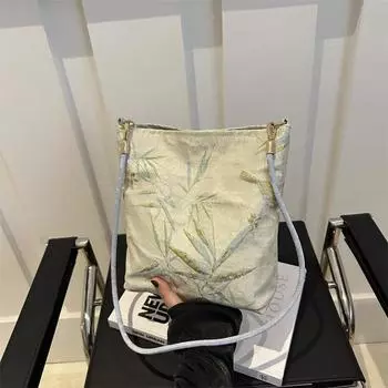 Новая жаккардовая холщовая сумка в национальном стиле для женщин 2025 года, новая универсальная сумка через плечо, летняя сумка через подмышку зелёный