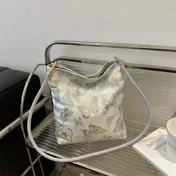 Новая жаккардовая сумка из холста в национальном стиле для женщин 2024 года, новая популярная универсальная сумка через плечо, летняя сумка через подмышку для поездок на работу