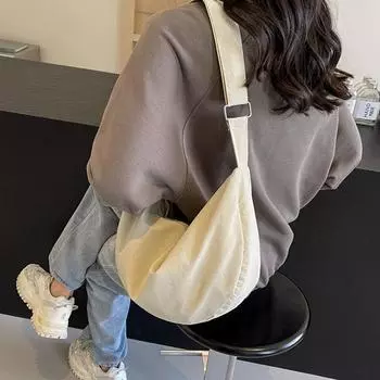 Новая женская большая вместительная японская сумка с пельменями в форме полумесяца, простая женская сумка через плечо для Instagram, универсальная повседневная однотонная женская сумка на плечо