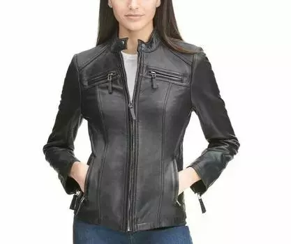 Новая женская черная куртка из натуральной овчины ручной работы стильная байкерская мотоциклетная S чёрный