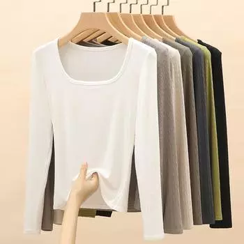 Новая женская футболка с длинным рукавом, базовый слой из модала, однотонный осенний топ, полуводолазка с круглым вырезом и небольшим воротником-стойкой XL чёрный
