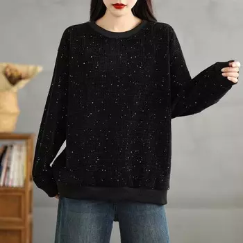 Новая женская футболка с круглым вырезом и длинным рукавом, осенняя базовая футболка, новые однотонные повседневные топы, пуловер L чёрный