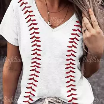 Новая женская футболка с простым графическим принтом, топ больших размеров, летняя женская одежда, дизайнерская рубашка большого размера с коротким рукавом, женская рубашка с v-образным вырезом L