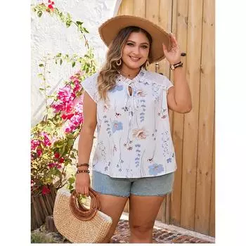 Новая женская футболка с v-образным вырезом и коротким рукавом с принтом, свободная летняя футболка с коротким рукавом и принтом, повседневная модная рубашка с рюшами, дышащая рубашка для отпуска, плюс рубашка XL белый