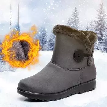 Новая женская хлопковая обувь. Женская большая обувь для мам. Хлопковая обувь. Теплые зимние сапоги для среднего и старшего возраста. Хлопковые сапоги. 35 красный