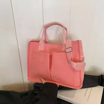 Новая женская холщовая сумка, повседневная простая сумка через плечо, вместительная сумка-мессенджер, однотонная сумка-тоут для поездок на работу чёрный