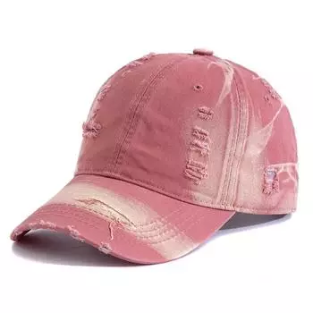 Новая женская кепка из стираного хлопка с градиентным цветом, рваная бейсболка в стиле женской уличной моды для пап 56cm-60cm розовый