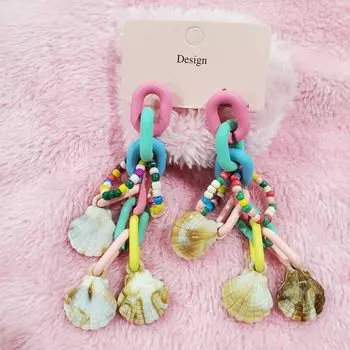 Новая женская коллекция модных акриловых сережек с бусинами и ракушками элегантного дизайна