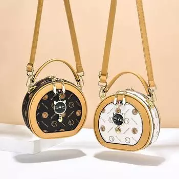 Новая женская круглая сумка, модная версия, женская сумка через плечо, милая и симпатичная сумка с принтом, женские роскошные маленькие круглые сумки