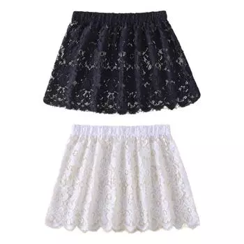 Новая женская кружевная рубашка с цветочным принтом и ресничками, удлиняющая регулируемая многослойная искусственная верхняя кромка, нижняя юбка-мини, полукомбинация M чёрный