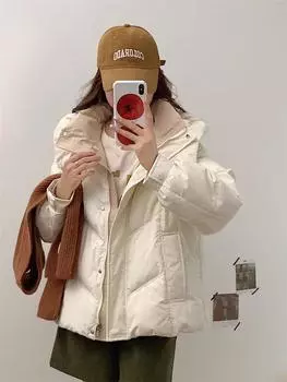 Новая женская куртка-пуховик, подходящая по цвету, маленькая, утолщенная белая куртка-пуховик из утиного пуха, короткая куртка S (80-60kg can be worn)
