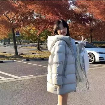 Новая женская куртка-пуховик, утепленное пальто с капюшоном, белый утиный пух, теплая студенческая модная куртка S белый