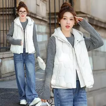 Новая женская легкая куртка-жилет без рукавов с воротником-стойкой, однотонная, утолщенная, теплая, спортивная, повседневная, свободная, легкая куртка M