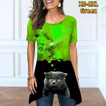 Новая женская летняя модная футболка с круглым вырезом под открытым небом, сексуальная летняя свободная футболка с короткими рукавами и уникальным принтом, топ XS-8XL 8XL