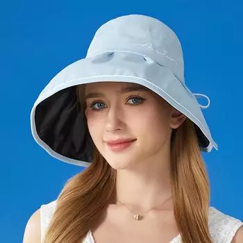 Новая женская летняя солнцезащитная дышащая шляпа от солнца, складная велосипедная шляпа от солнца для спорта на открытом воздухе, повседневная модная пляжная кепка с большими полями one size56-58cm чёрный