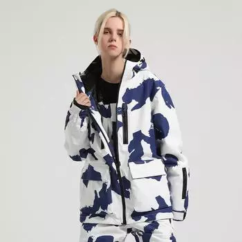 Новая женская лыжная куртка из шпона, свободная водонепроницаемая ветрозащитная дышащая утолщенная зимняя куртка с двойной пластиной, мужское уличное пальто для пар M