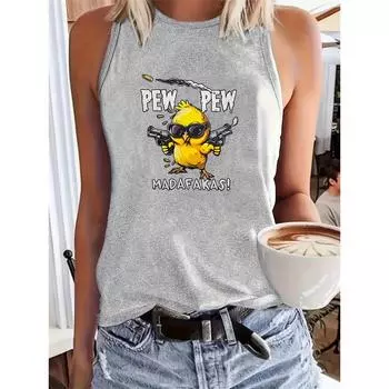 Новая женская майка в уличном стиле с принтом 3D Double Gun Chick, женская футболка без рукавов, повседневная женская модная майка для активного отдыха S