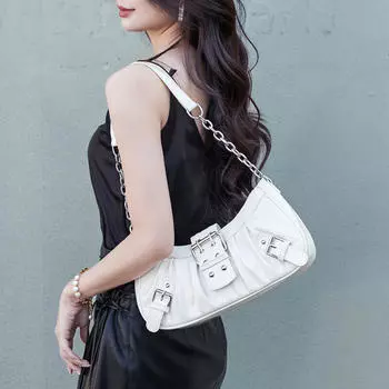 Новая женская маленькая квадратная сумка, модные сумки через плечо, нишевый дизайн, белая ретро-подмышечная сумка, трендовая сумка для отдыха, мятая сумка, ручная сумка