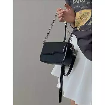Новая женская маленькая квадратная сумка Niche, ретро-универсальная сумка на одно плечо с цепочкой, весенне-летний простой кошелек из искусственной кожи Mini(Max Length<20cm)