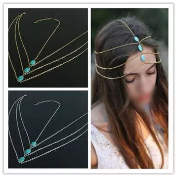 Новая женская мода металлическая цепочка на голову ювелирные изделия повязка на голову головной убор для волос