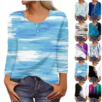 Новая женская модная футболка на пуговицах с длинными рукавами и тонкими повседневными топами XL фиолетовый