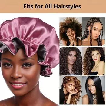 Новая женская ночная шапочка для сна, двухслойная атласная шапочка для душа, шапочка для душа, удобная ночная шапочка для защиты волос для взрослых и детей