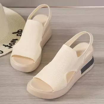 Новая женская обувь 2024, летние сандалии с запахом на щиколотке, лаконичные однотонные сандалии на мелкой танкетке, модная уличная женская обувь, сандалии 35 чёрный