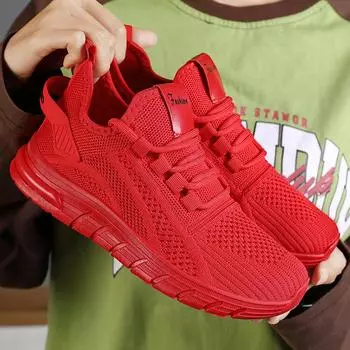 Новая женская обувь: Красные кроссовки, трикотажные, беговые, повседневные, зеленые, One Step Stepping, папины туфли, женская спортивная обувь 36