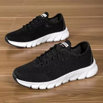 Новая женская обувь, модная летающая тканая обувь, дышащая повседневная обувь с мягкой подошвой, женская обувь, удобные кроссовки 36 чёрный