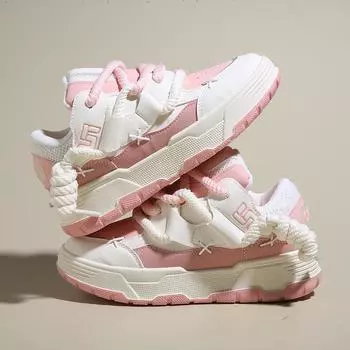 Новая женская обувь Модные кроссовки на платформе Женские весенние балетки на толстой подошве Повседневная обувь для бега для женщины 35 розовый