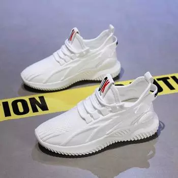 Новая женская обувь. Модные летающие тканые туфли. Дышащие однослойные туфли с мягкой подошвой. Та же повседневная женская обувь. Модные удобные кроссовки. 36 белый