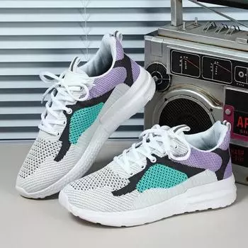 Новая женская обувь. Модные летающие тканые туфли. Дышащая спортивная обувь с мягкой подошвой. Повседневная женская обувь. Модные удобные кроссовки. 36 фиолетовый