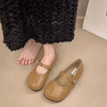 Новая женская обувь с пряжкой на ремне, модные шелковые женские балетки на плоской подошве, мягкие женские дизайнерские туфли на плоской подошве с неглубокой подошвой, туфли Мэри Джейн 35 бежевый