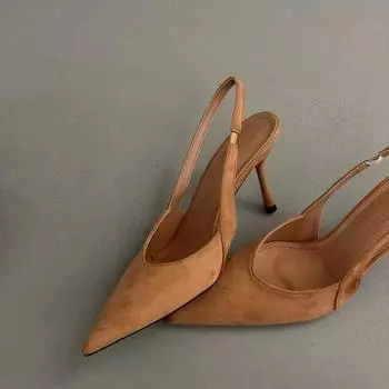 Новая женская обувь Слипоны Женские туфли на высоком каблуке Модные неглубокие Офисные и карьерные Большого размера Однотонные Сандалии с закрытым носком 35
