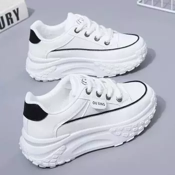 Новая женская обувь в стиле ретро Весенние туфли на платформе Повседневные кроссовки Универсальная модная дизайнерская обувь Высококачественные женские кроссовки 35 белый