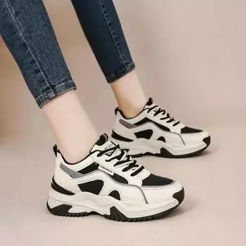 Новая женская обувь в стиле ретро Весенние туфли на платформе Повседневные кроссовки Универсальная модная дизайнерская обувь Высококачественные женские кроссовки 35 чёрный