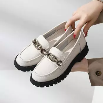 Новая женская обувь, весна и осень, на толстой подошве, в студенческом стиле, в стиле ретро, женские маленькие кожаные туфли маленького размера из воловьей кожи с носком для женщин 32