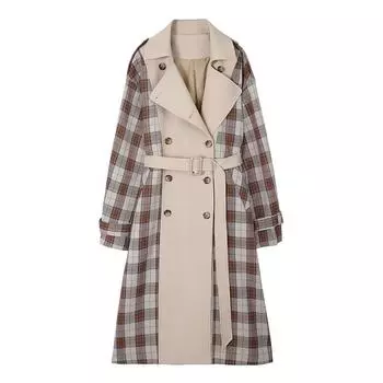 Новая женская одежда, дизайн, контрастные цвета, свободный большой размер, внешний стиль для женщин, длинная клетчатая ветровка S